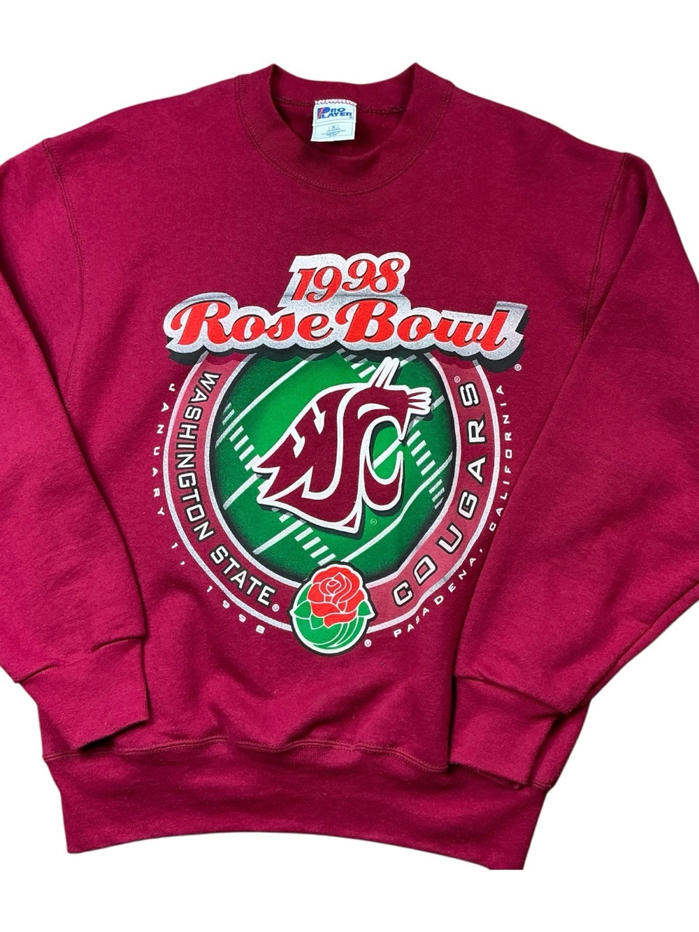 Vintage 1998 Washington State Cougars Rose Bowl pro player crewneck USA SZ Med